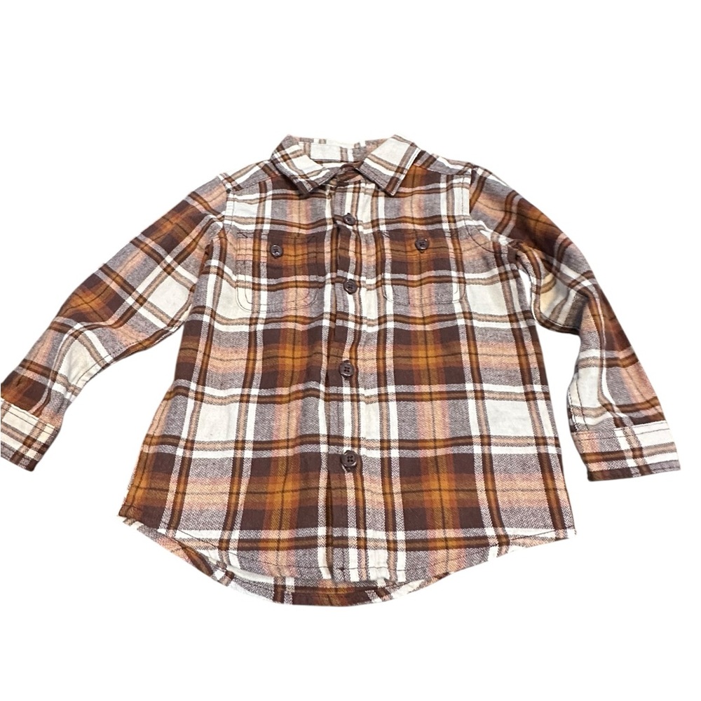 The Children's Place Brown & Cream Plaid Button-Down Shirt